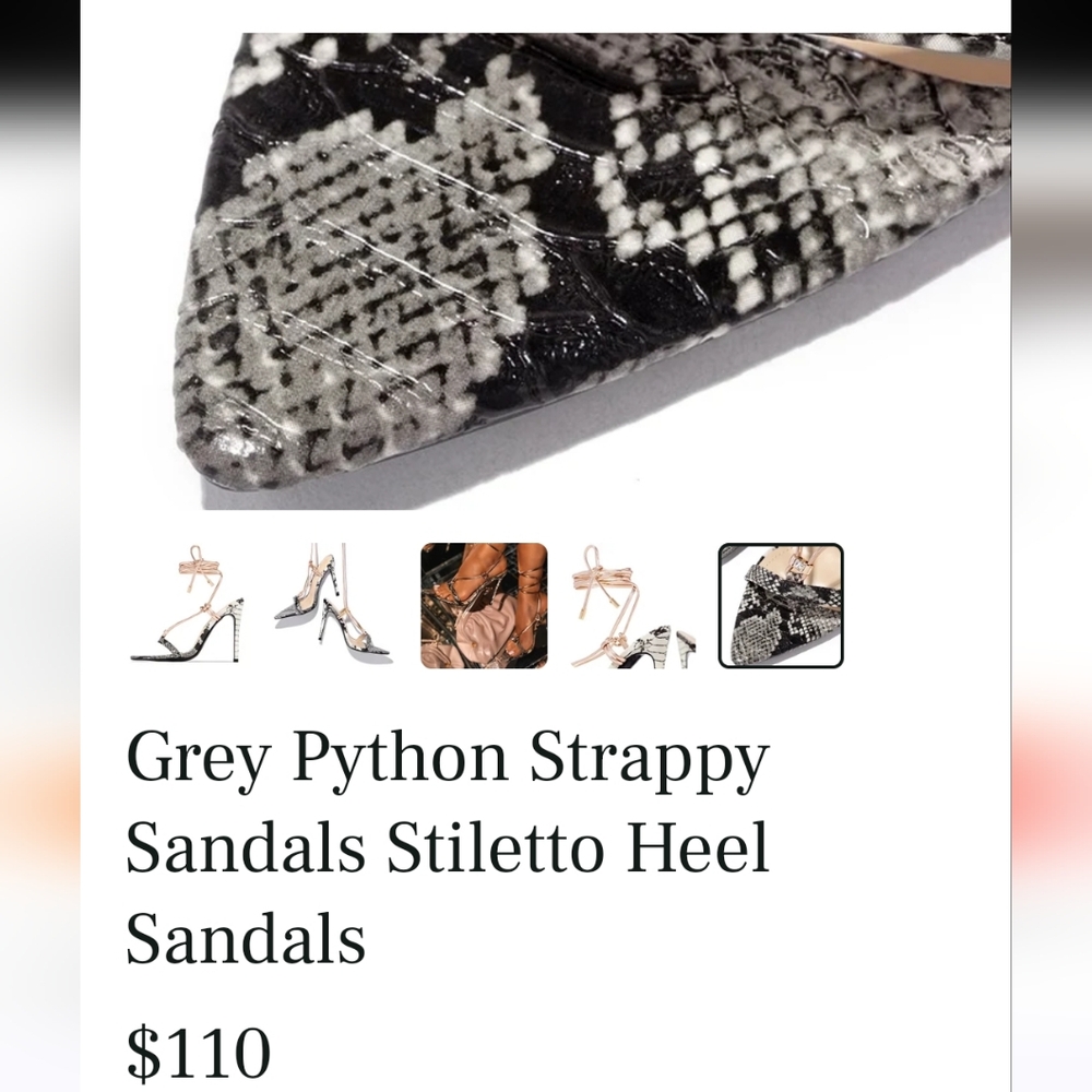 Cape Robbin Grey Python Strappy Heel - image 4